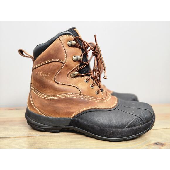 LL Bean Men’s Winter Snow Boots WR96 04 Brown Leather Thinsulate Size 12 Med main image 11